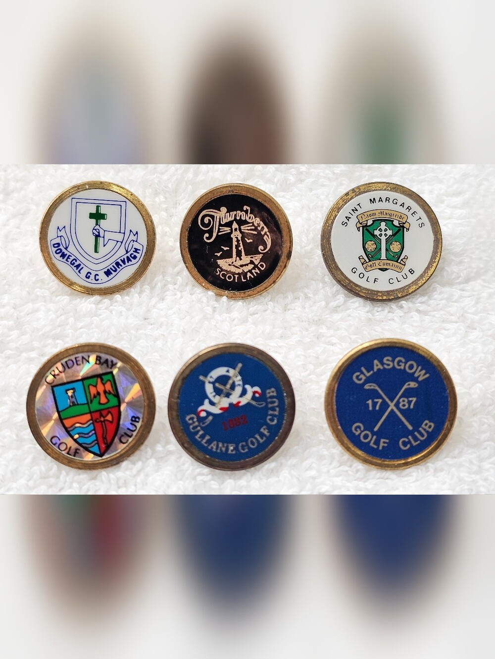 Lot of 10 Vtg Rare Metal Golf Ball Markers Scotland & Ireland Links Course Crest - Picture 2 of 4